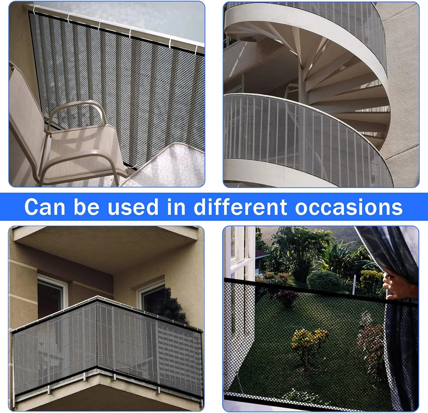 JIFTOK Baby Gate for Stairs, Banister Guard for Kids, Pets, Toys, 32.8ft L x 2.66 ft H, Mesh Netting Safety Net for Balcony Rail Stair, Stairway Net Baby Safety Products for Indoor & Outdoor (Black