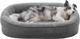 JOEJOY Orthopedic Dog Bed for Large Dogs, XL Waterproof Egg-Crate Memory Foam Pet Sofa with Bolster Sides, Washable Removable Cover & Non-Slip Bottom, Grey
