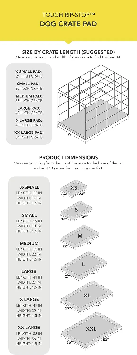 K9 Ballistics Tough Ripstop Dog Crate Pad - Durable & Machine Washable with Non-Skid Bottom and 120-Day Warranty, Fits 36" Wire Crates - Medium, Sandstone