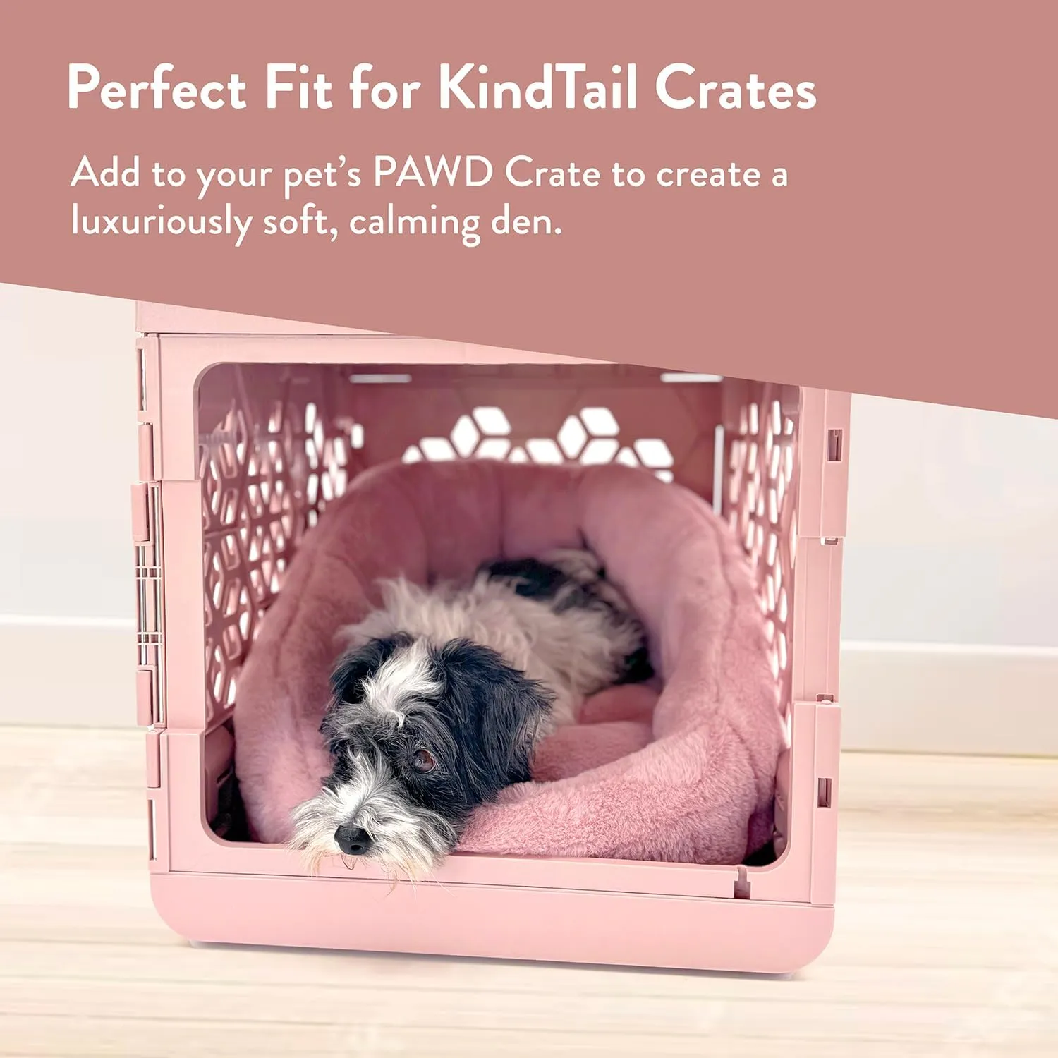 KindTail Small Orthopedic Dog and Cat Bed - Faux Fur Luxury Cuddler for Pets Under 15 lbs, Comfortable Waterproof Material with Nylon Base - 20" x 14" x 10" (Pink, Small)