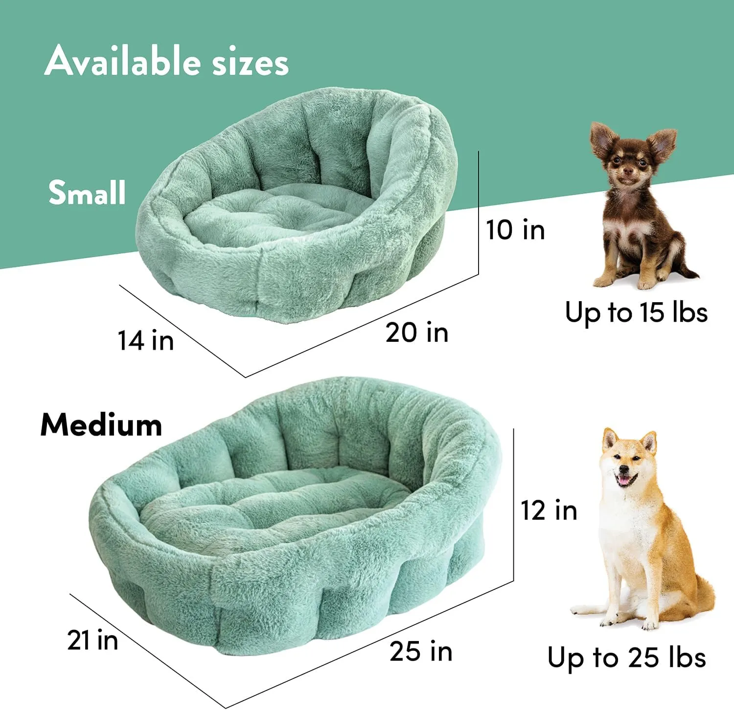 KindTail Small Orthopedic Dog and Cat Bed - Faux Fur Luxury Cuddler for Pets Under 15 lbs, Comfortable Waterproof Material with Nylon Base - 20" x 14" x 10" (Pink, Small)