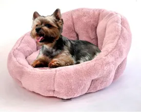 KindTail Small Orthopedic Dog and Cat Bed - Faux Fur Luxury Cuddler for Pets Under 15 lbs, Comfortable Waterproof Material with Nylon Base - 20" x 14" x 10" (Pink, Small)