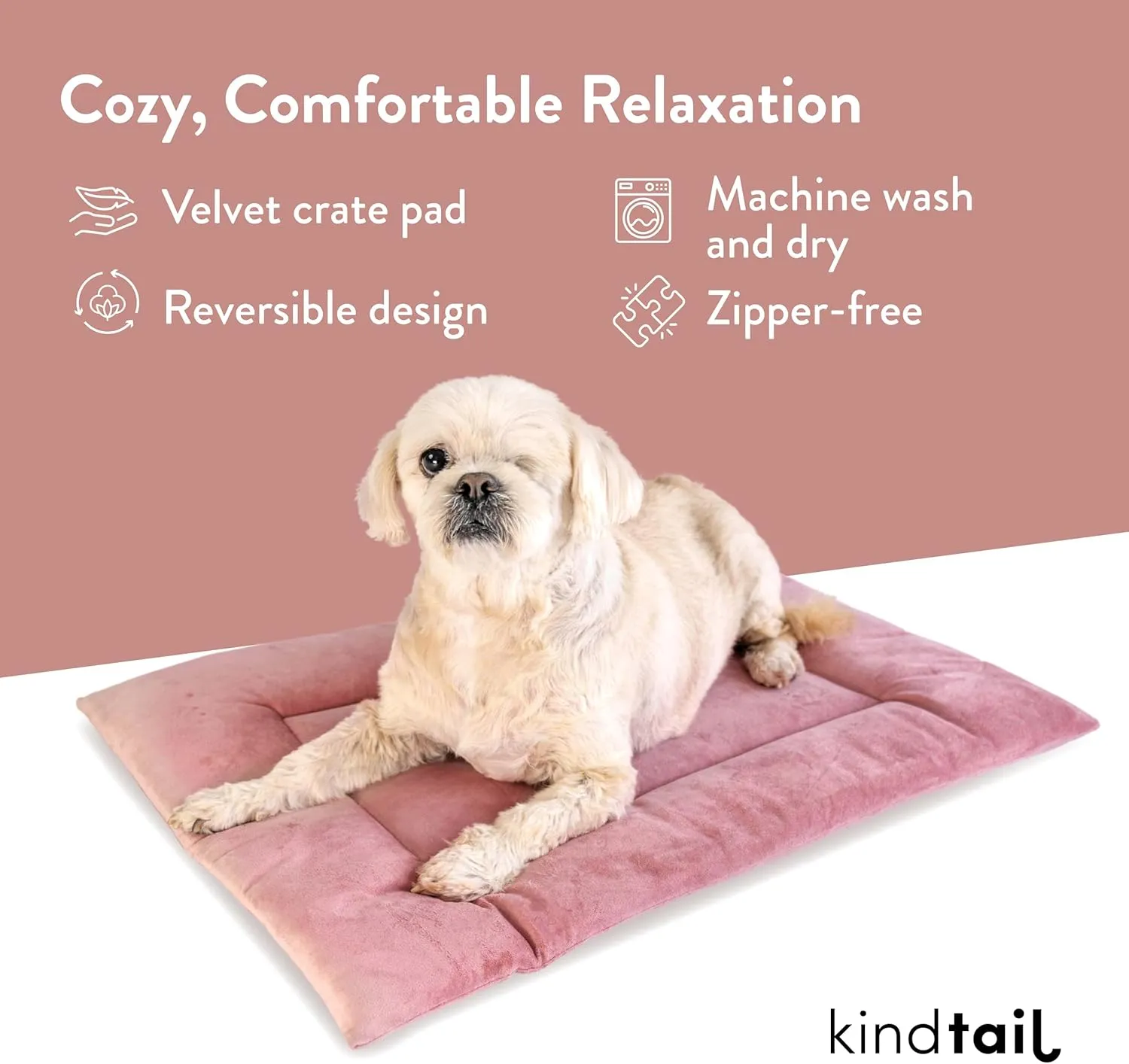 KindTail Small Orthopedic Dog and Cat Bed - Faux Fur Luxury Cuddler for Pets Under 15 lbs, Comfortable Waterproof Material with Nylon Base - 20" x 14" x 10" (Pink, Small)