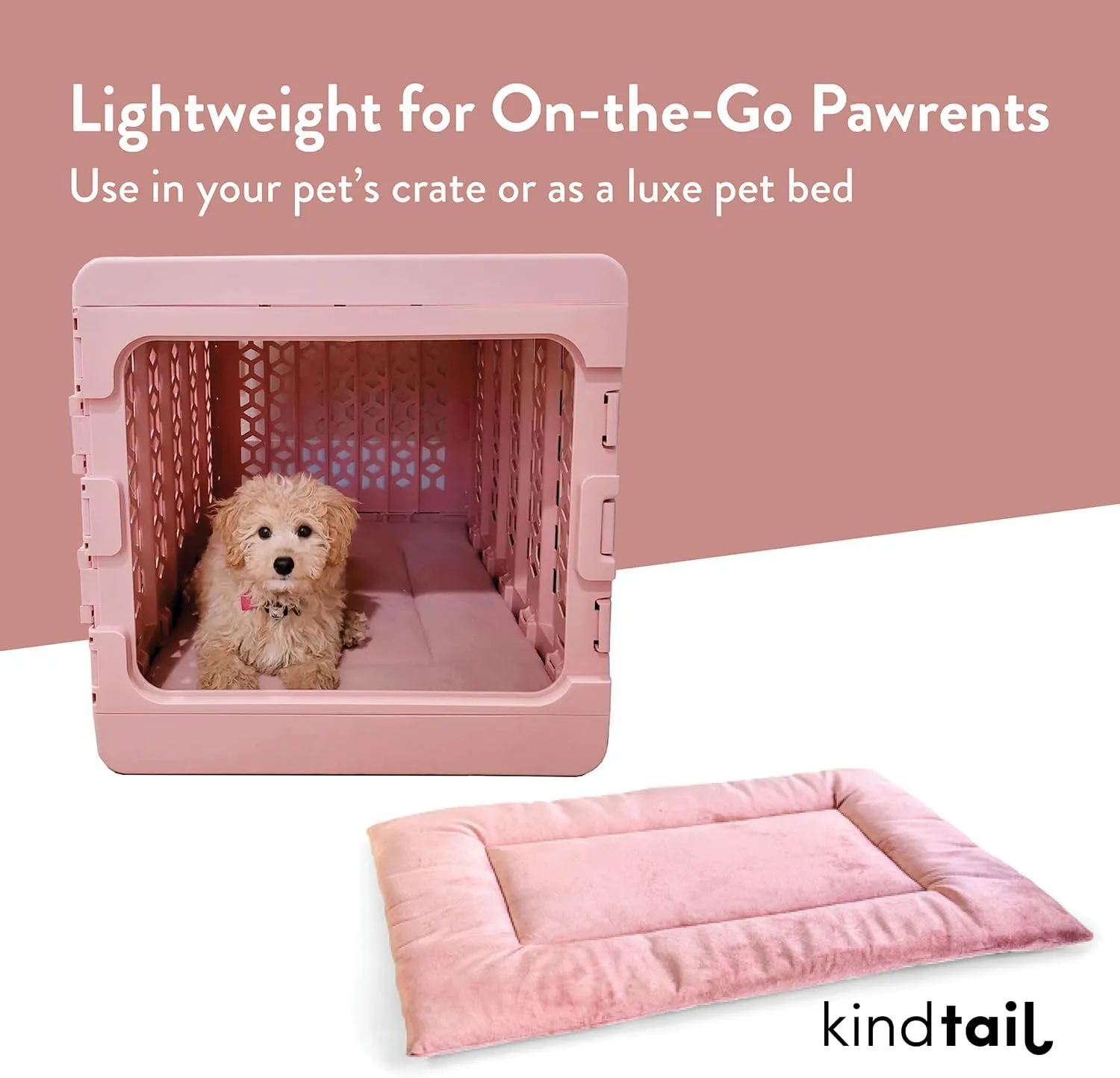 KindTail Small Orthopedic Dog and Cat Bed - Faux Fur Luxury Cuddler for Pets Under 15 lbs, Comfortable Waterproof Material with Nylon Base - 20" x 14" x 10" (Pink, Small)