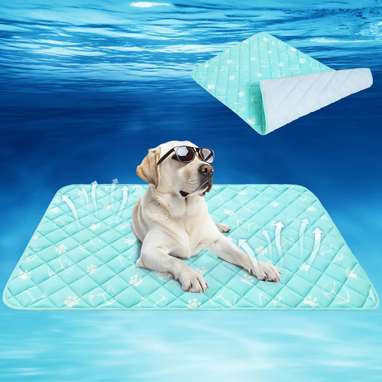KOOLTAIL Dog Cooling Mat Extra Large,46.5''*27.5'' Upgraded Endothermic Color Changing Arc-Chill Cooling Fiber for Summer, Non Slip Sleeping Blanket Pet Pads,Washable Non-Toxic Mats for Bed Soft Crate