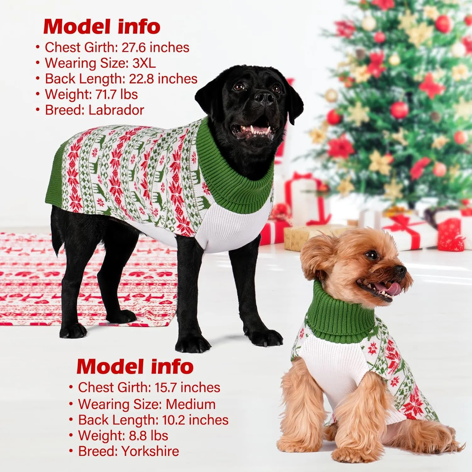 KYEESE Dog Christmas Sweater Soft Pet Sweater for Small Dogs Male Small Pet Sweater Puppy Sweater Warm Dog Clothes Stretchy Dogs Coats Warm Pets Christmas Outfit