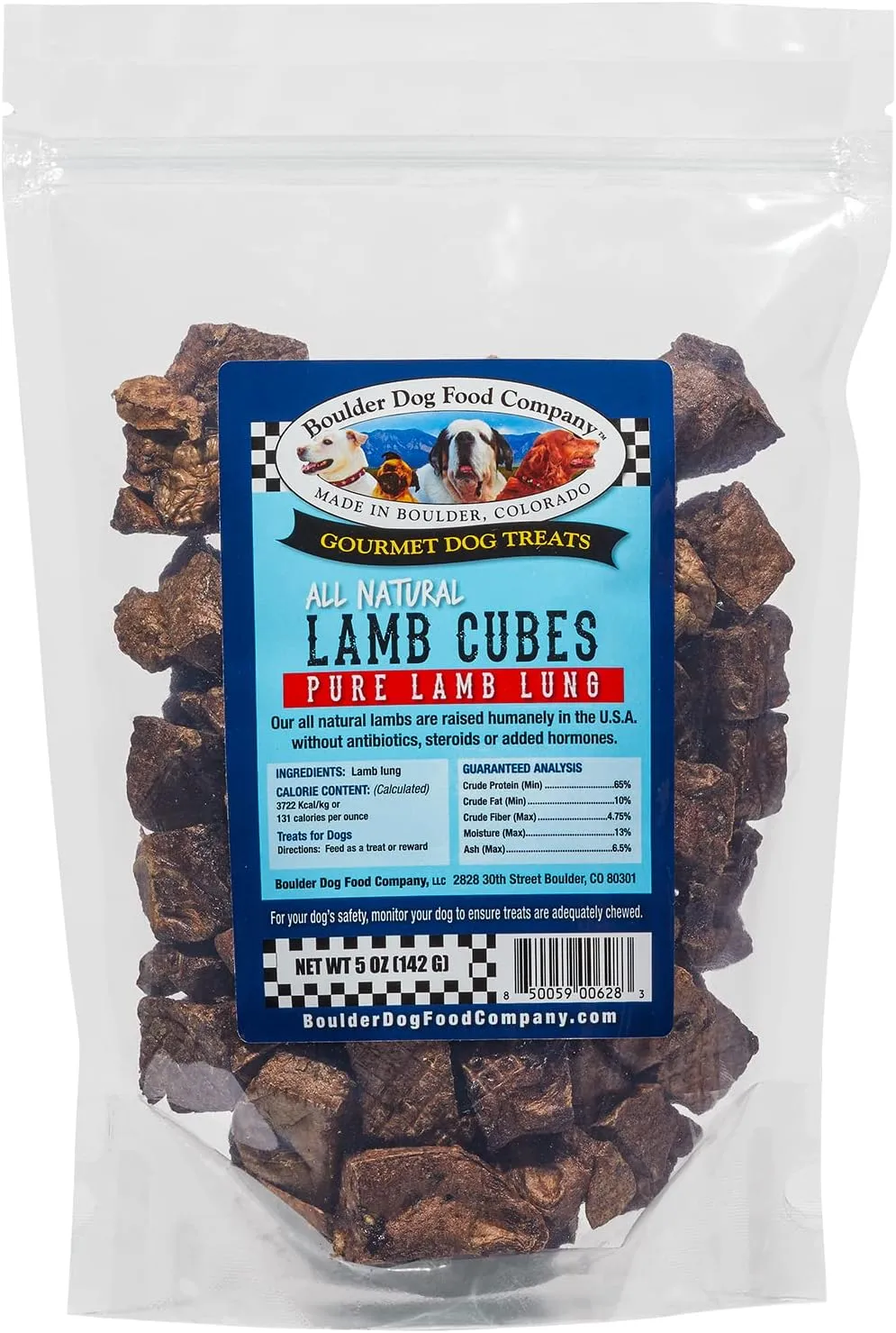 Lamb Cubes: Pure Lamb Dog Treats - All Natural Treats for Dogs. Vet Approved, Single Ingredient, Grain Free, Healthy & Nutritious Premium-Grade Meat, Tasty Treats for Dogs (Lamb Lung, 5oz)