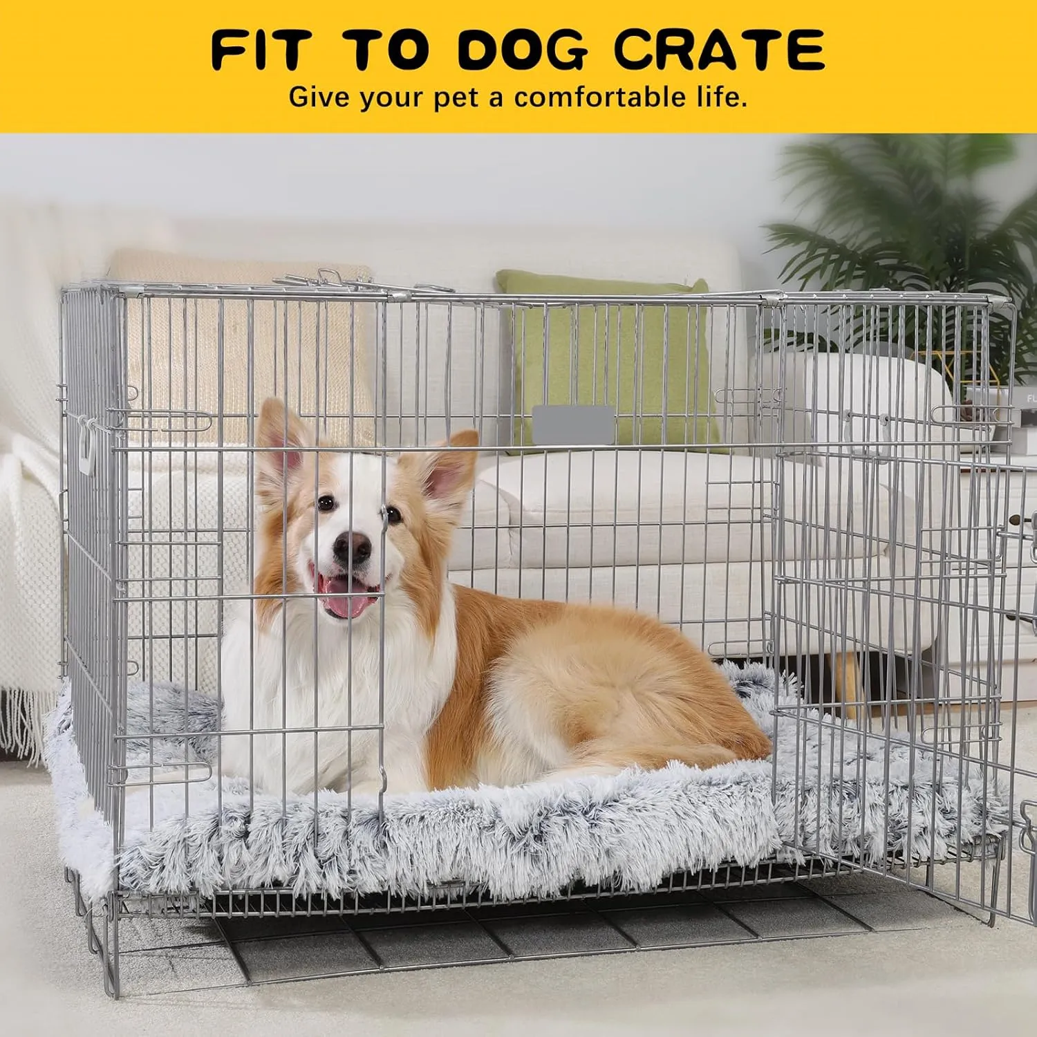 Large Dog Bed Crate Pad Mat for Cages Washable Bed for Large Medium Size Dog Soft Kennel Pad Anti-Slip Pet Bed,35" x 23",Grey