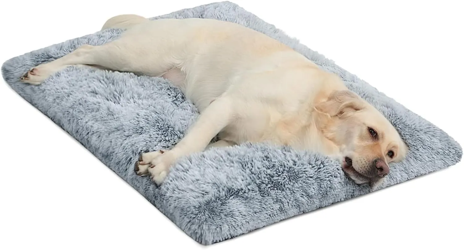 Large Dog Bed Crate Pad Mat for Cages Washable Bed for Large Medium Size Dog Soft Kennel Pad Anti-Slip Pet Bed,35" x 23",Grey