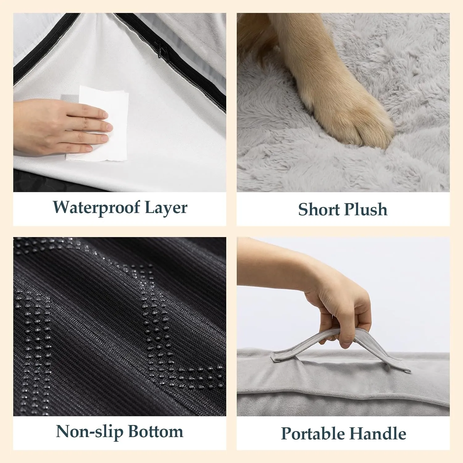 Large Dog Bed with Bolster Orthopedic Support Dog Beds with Removable Washable Cover Large Pet Beds with Non-Slip Bottom and Waterproof Lining