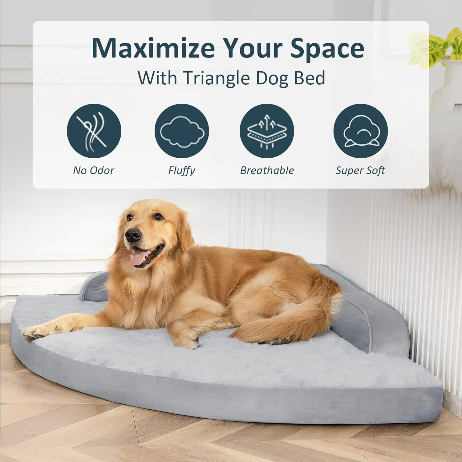 Large Dog Bed with Bolster Orthopedic Support Dog Beds with Removable Washable Cover Large Pet Beds with Non-Slip Bottom and Waterproof Lining
