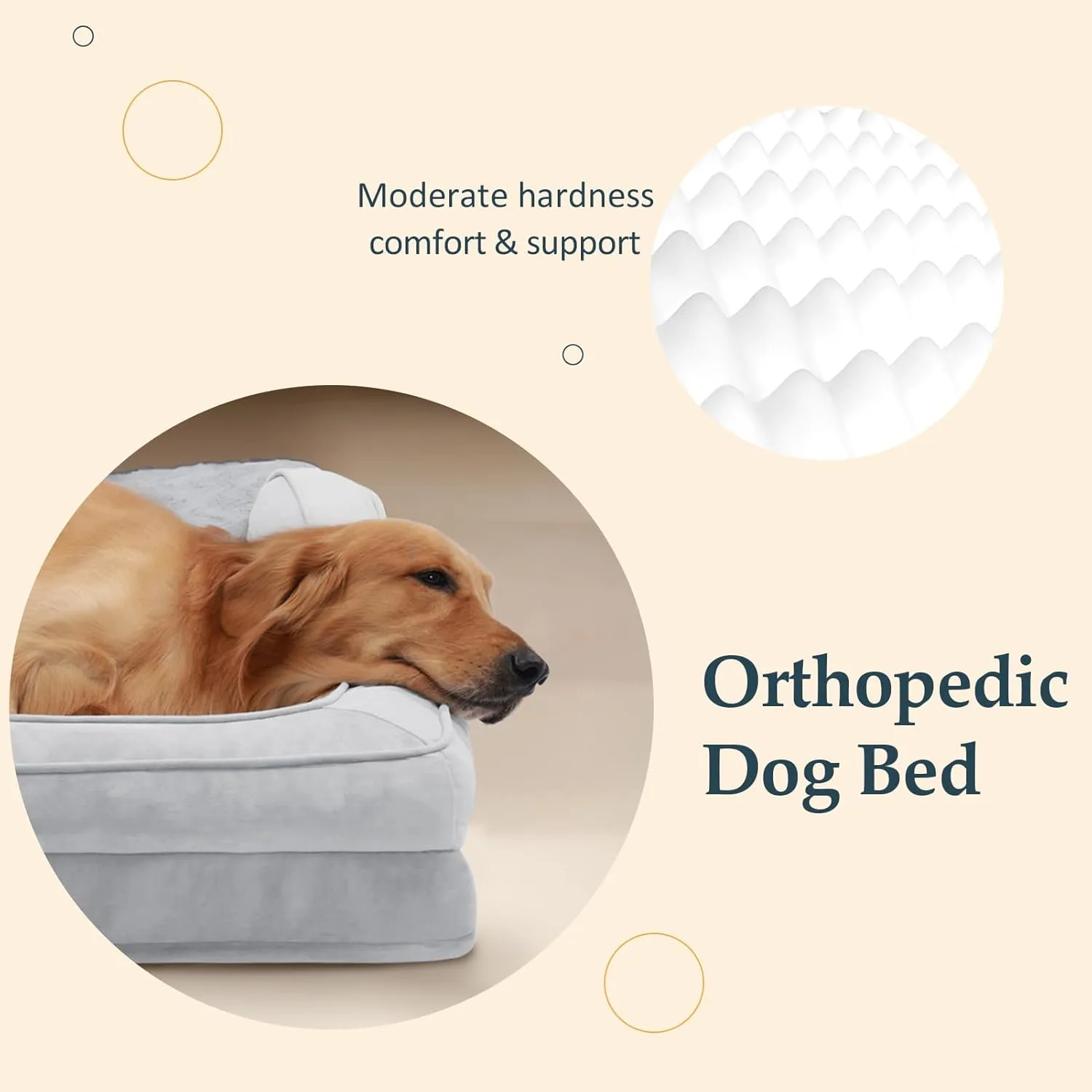 Large Dog Bed with Bolster Orthopedic Support Dog Beds with Removable Washable Cover Large Pet Beds with Non-Slip Bottom and Waterproof Lining