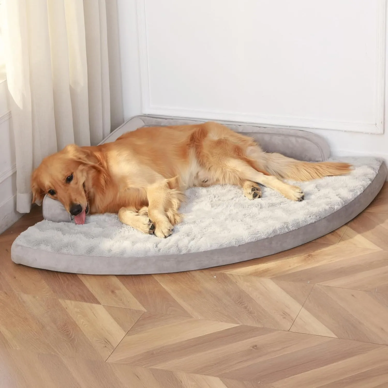 Large Dog Bed with Bolster Orthopedic Support Dog Beds with Removable Washable Cover Large Pet Beds with Non-Slip Bottom and Waterproof Lining