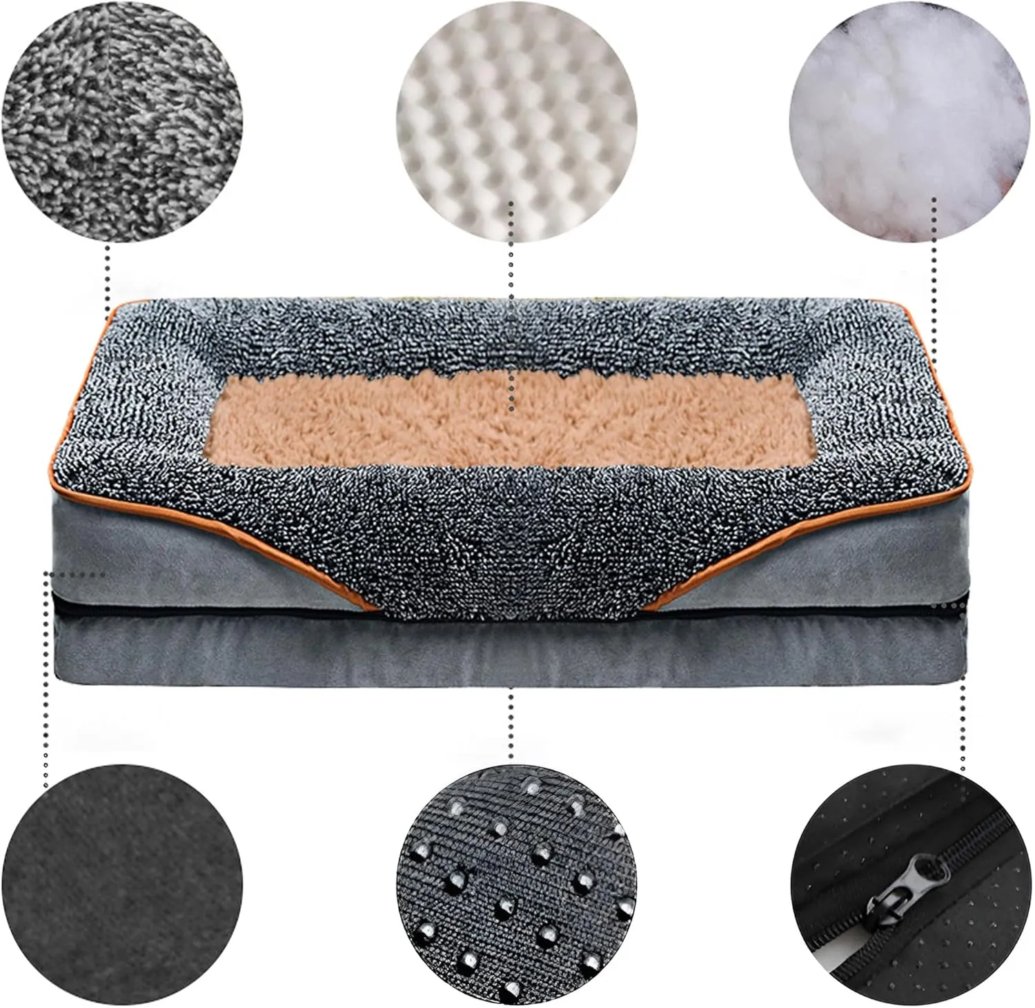 Large Size Dog Couch Bed with Pillow, Orthopedic Pet Sofa Bed Elevated Dual Layer with Washable Cover, Memory Foam, Fluffy Cushion for Puppy, Cama para Perros Grandes