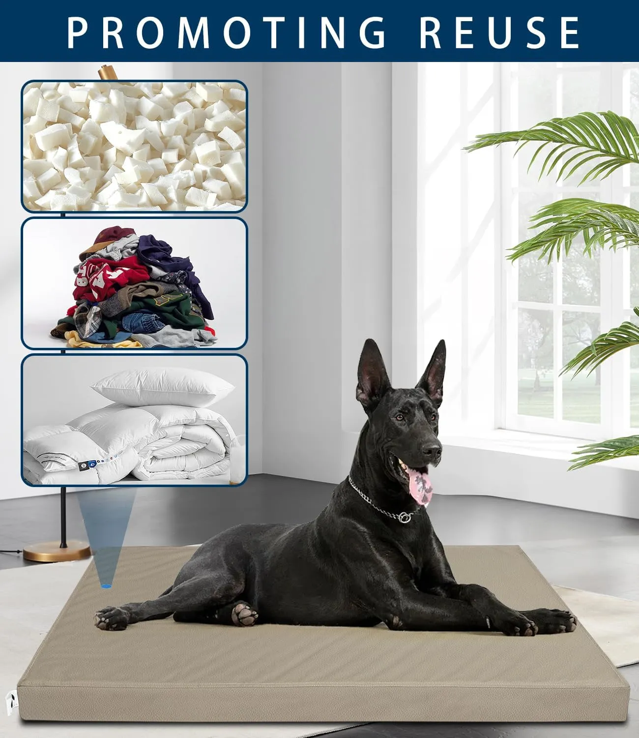 Leather Dog Bed Covers, Indestructible Dogs Beds Cover with Zipper, Replacement Waterproof Hair Resistant Pet Liner