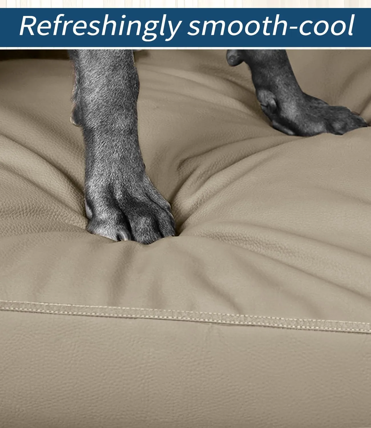Leather Dog Bed Covers, Indestructible Dogs Beds Cover with Zipper, Replacement Waterproof Hair Resistant Pet Liner