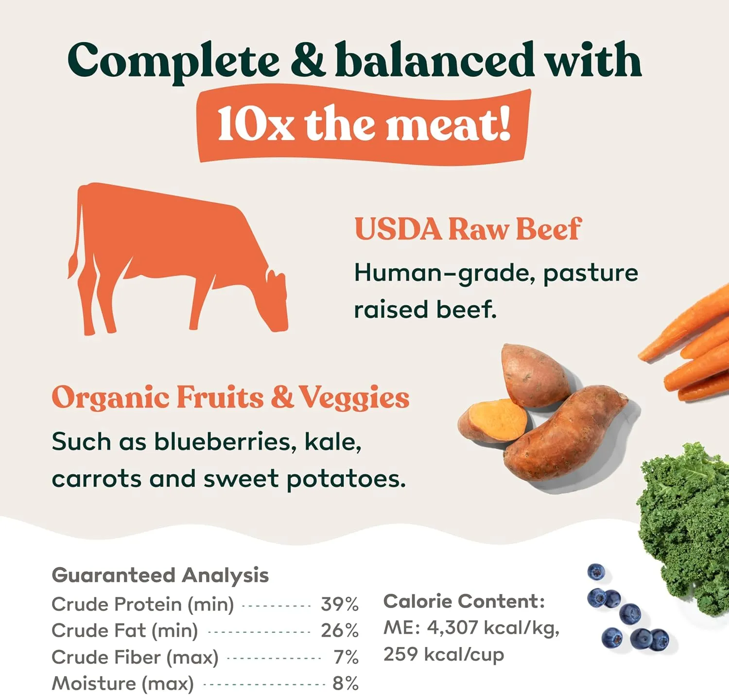 Little Hunter Freeze Dried Raw Beef Recipe Dog Food - Picky Eater-Approved, Limited Ingredient for All Stages - High Protein, Small Batch, Grain Free, 15 oz