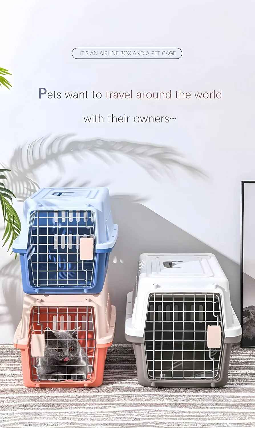 LLGJ-Pets CarrierKennel23 In. longHard-Sidedfor Dog/cat up to 23 lbssuit for Airline/Road TravelCoffee