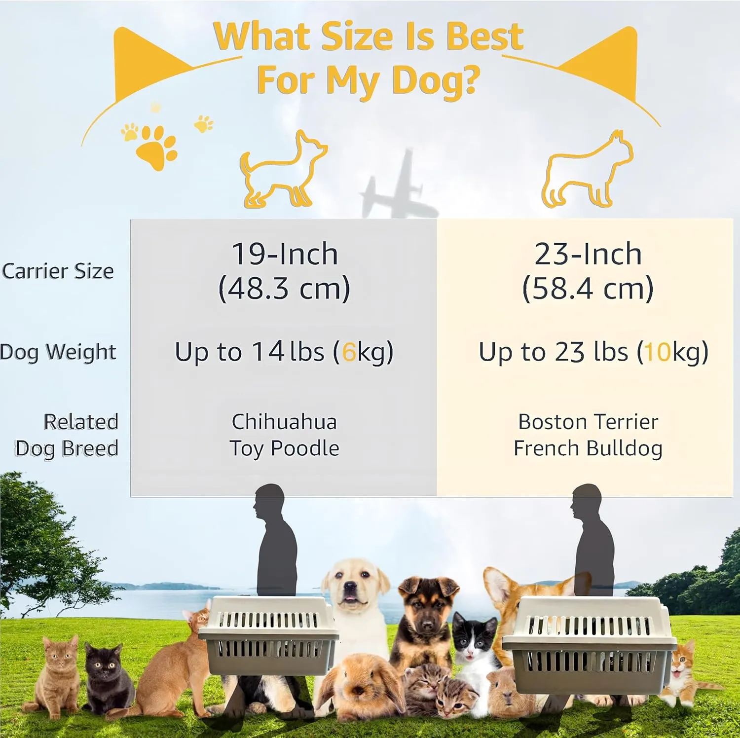 LLGJ-Pets CarrierKennel23 In. longHard-Sidedfor Dog/cat up to 23 lbssuit for Airline/Road TravelCoffee