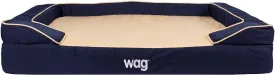 Luxe Dog Bed by Wag | Quad Layer Technology with Memory Foam, Orthopedic Foam, and Cooling Gel. Machine Washable Cover. Navy, Large
