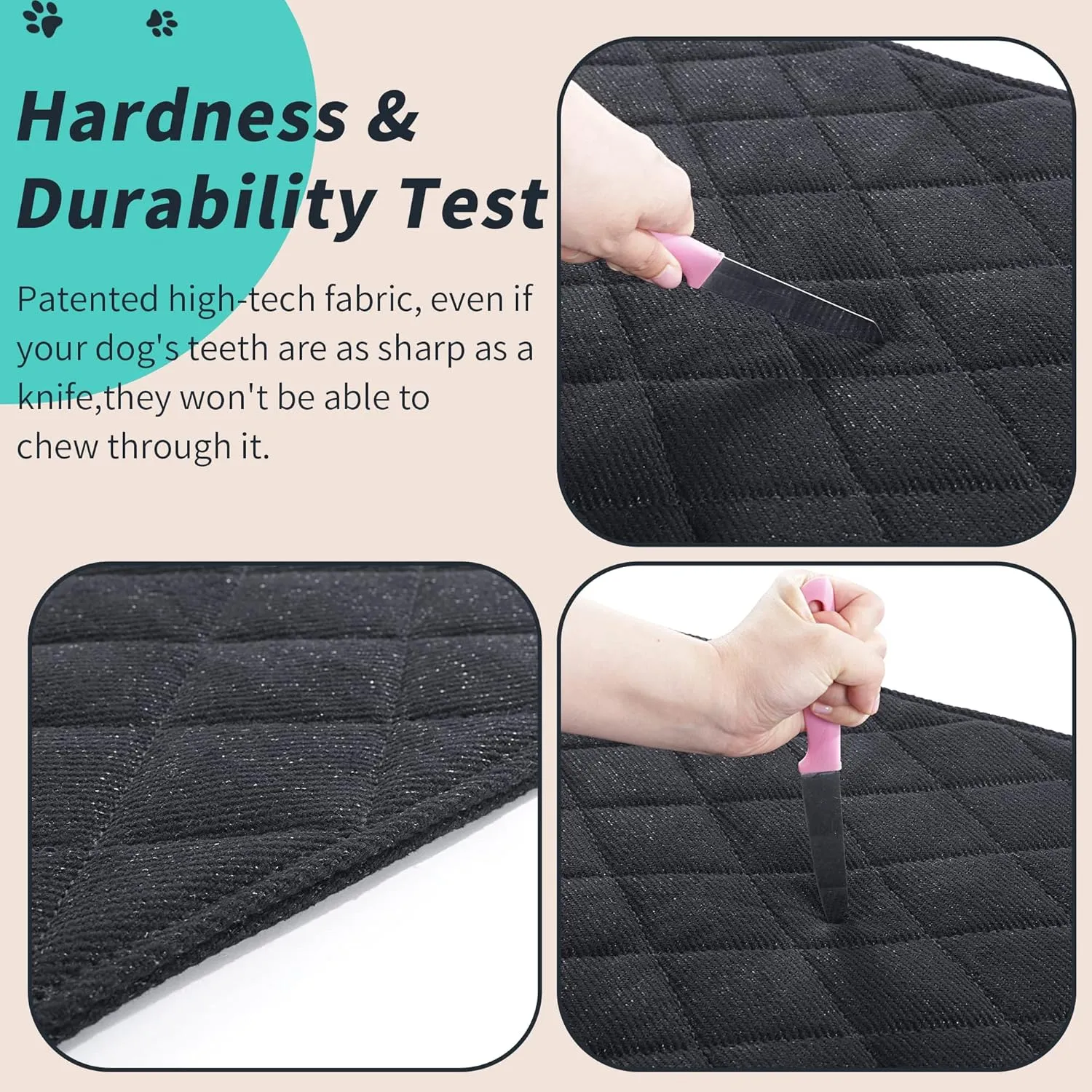 MABOZOO Indestructible Dog Bed - Chew Proof Crate Pad, Machine Washable Quilted Mat for Aggressive Chewers, Durable for Medium Dogs, Black Kennel Pad (22x35 in)
