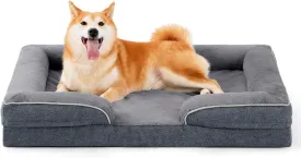 Made4Pets Orthopedic Dog Bed for Large Dogs, Supportive Foam Big Large Pet Bed Sofa with Washable Removable Cover, Waterproof Dog Couch Bed, Non-Slip Bottom and Egg-Crate Foam, Grey