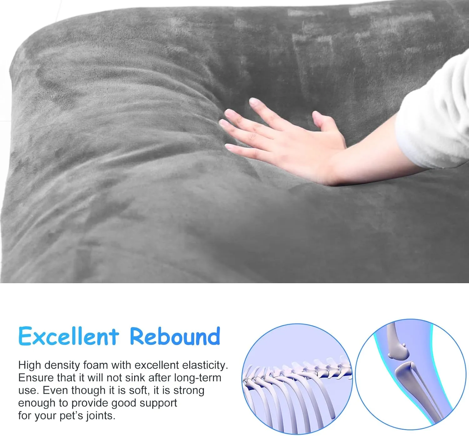Magic Dog for 150 Pounds Dog Super Comfort Large Bed, 47 Inches Orthopedic Dog Bed for XL Dogs, Jumbo Bed with Anti Slip Bottom, Pets Sleeping Mattress with Removable and Washable Cover