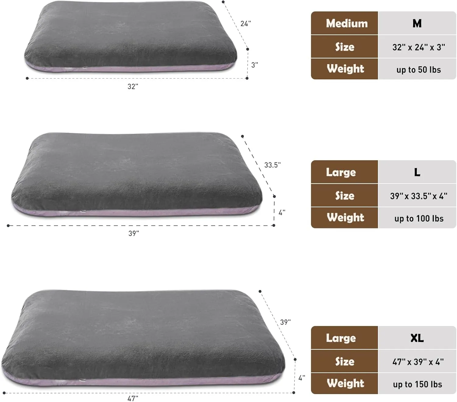 Magic Dog for 150 Pounds Dog Super Comfort Large Bed, 47 Inches Orthopedic Dog Bed for XL Dogs, Jumbo Bed with Anti Slip Bottom, Pets Sleeping Mattress with Removable and Washable Cover