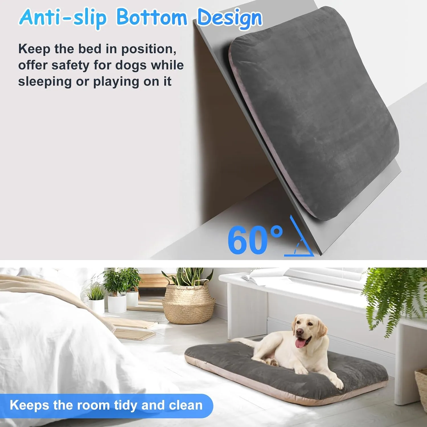 Magic Dog for 150 Pounds Dog Super Comfort Large Bed, 47 Inches Orthopedic Dog Bed for XL Dogs, Jumbo Bed with Anti Slip Bottom, Pets Sleeping Mattress with Removable and Washable Cover