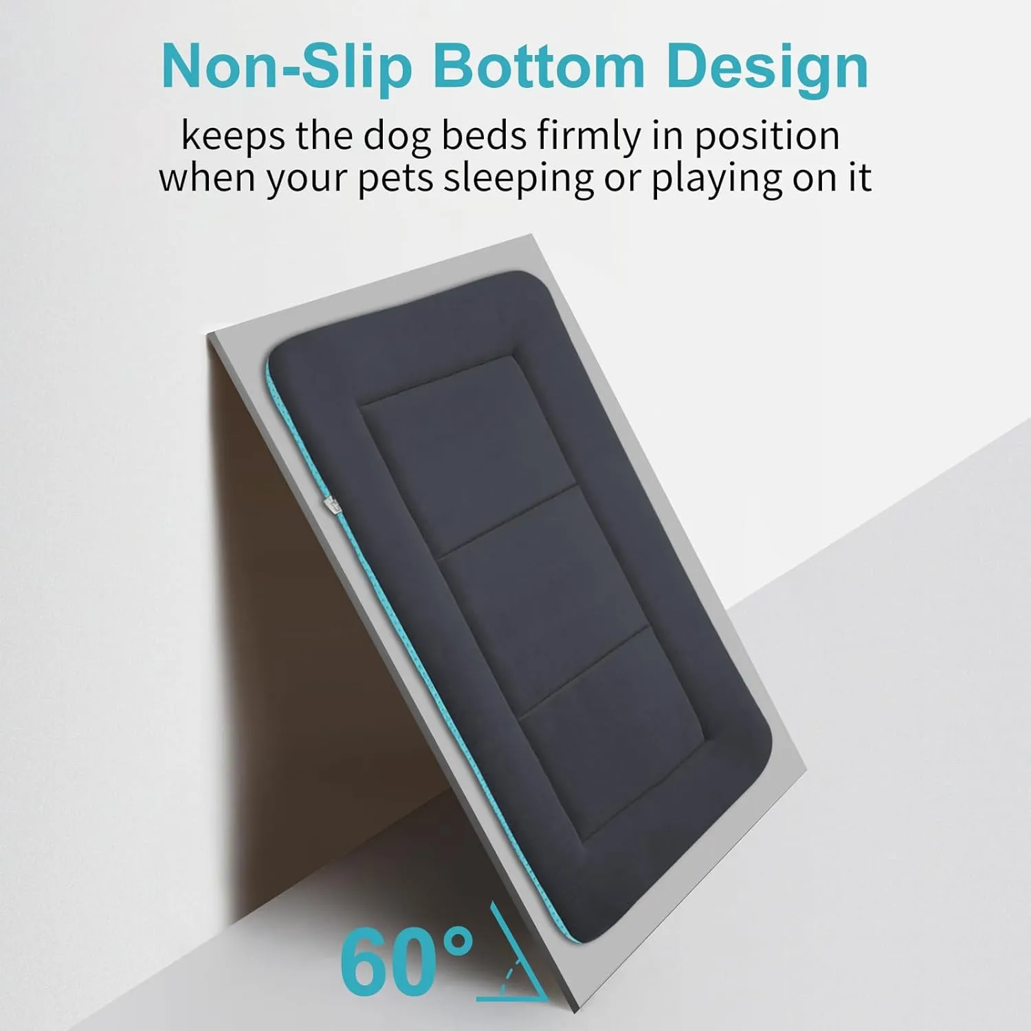 Magic Dog Plush Dog Bed for Medium/Large Dogs - Soft Dog Crate Pad Dog Bed Mat, 36-Inch Washable Kennel Pad Pet Beds with Non-Slip Bottom, Dark Grey
