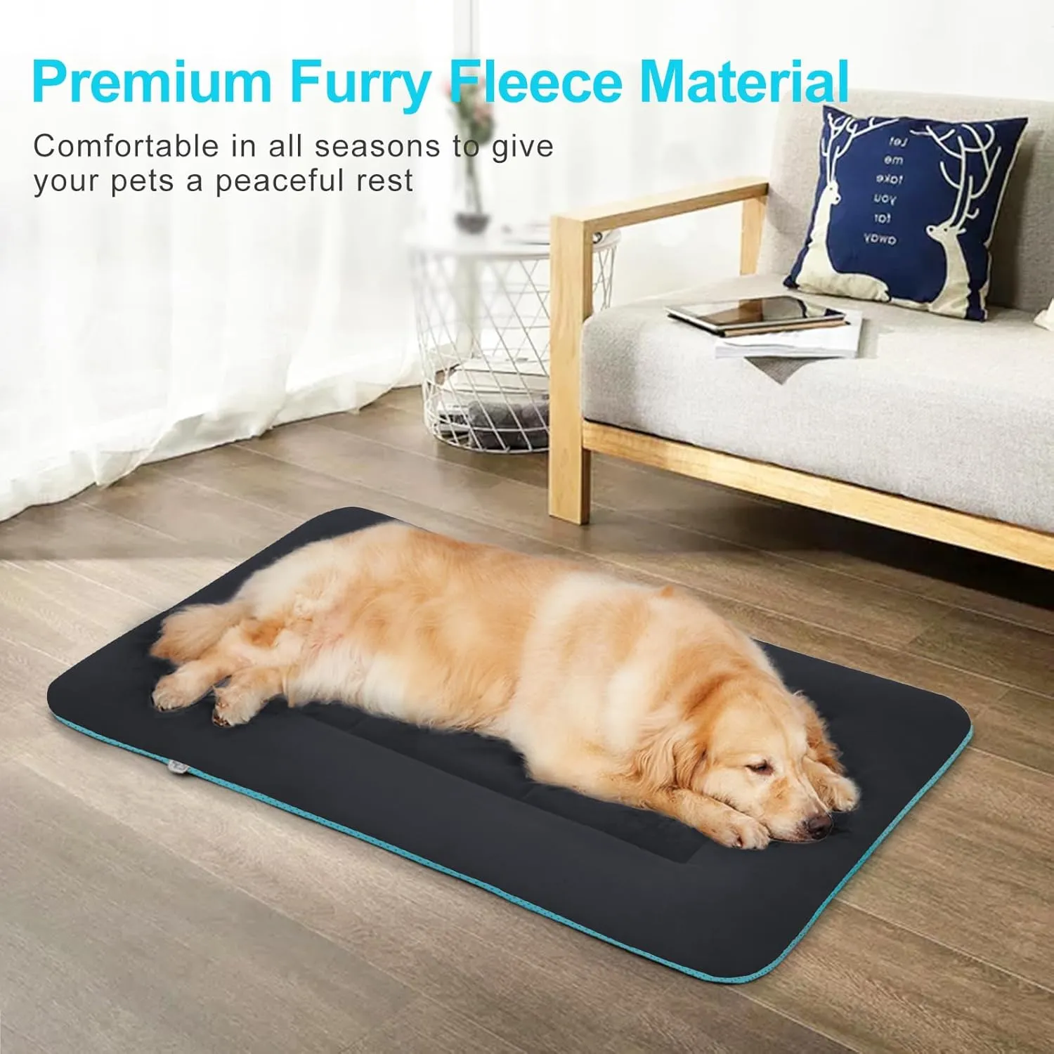 Magic Dog Plush Dog Bed for Medium/Large Dogs - Soft Dog Crate Pad Dog Bed Mat, 36-Inch Washable Kennel Pad Pet Beds with Non-Slip Bottom, Dark Grey