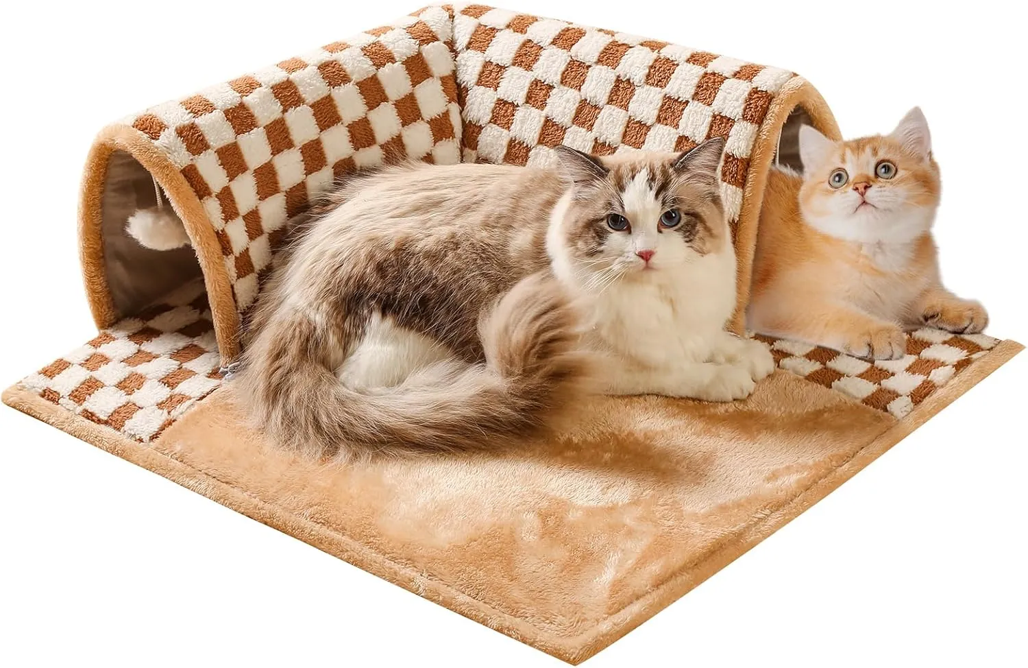 Marchul 2-in-1 Cat Tunnel Bed for Indoor Cats - 16.7" Cozy Washable Cat Cave with 3D Rebound Foam & Non-Slip Base, Detachable Play Tunnel Toy for Kittens to Senior Cats