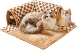 Marchul 2-in-1 Cat Tunnel Bed for Indoor Cats - 24.5" Cozy Washable Cat Cave with 3D Rebound Foam & Non-Slip Base, Detachable Play Tunnel Toy for Kittens to Senior Cats
