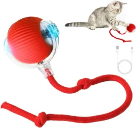 Marchul Interactive Cat Toys Ball, Automatic Moving Cat Toy for Bored Indoor Cats, Active Rolling Ball for Dogs, 360 Smart Pet Toy Fast Rolling on Carpet (Red)