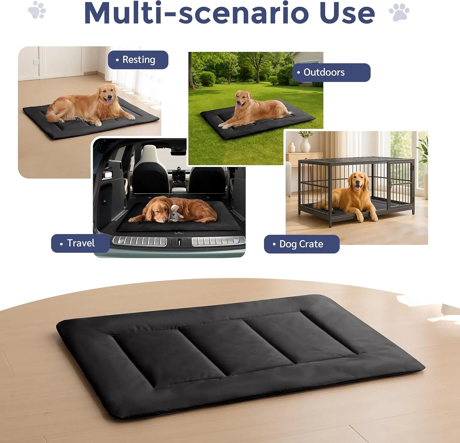 MAXYOYO Chew Proof Dog Beds, Indestructible Dog Crate Pad for Aggressive Chewers, Machine Washable Mat with a Removable Protect Cover