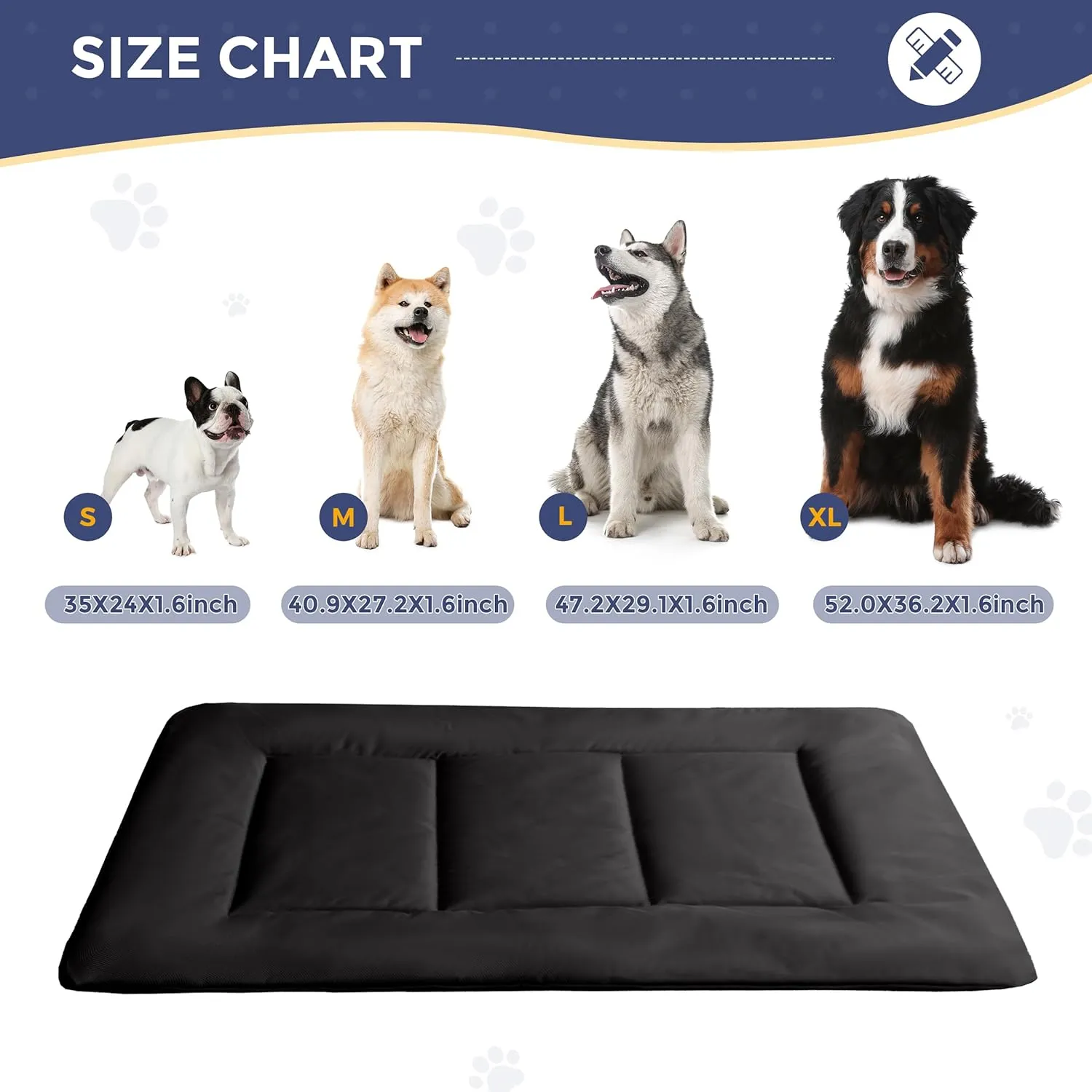 MAXYOYO Chew Proof Dog Beds, Indestructible Dog Crate Pad for Aggressive Chewers, Machine Washable Mat with a Removable Protect Cover