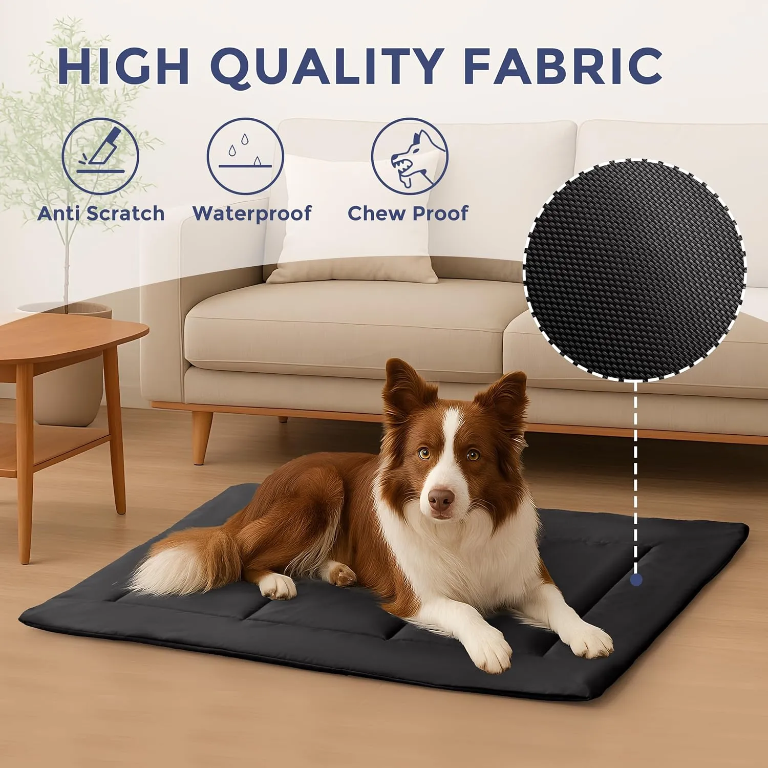 MAXYOYO Chew Proof Dog Beds, Indestructible Dog Crate Pad for Aggressive Chewers, Machine Washable Mat with a Removable Protect Cover