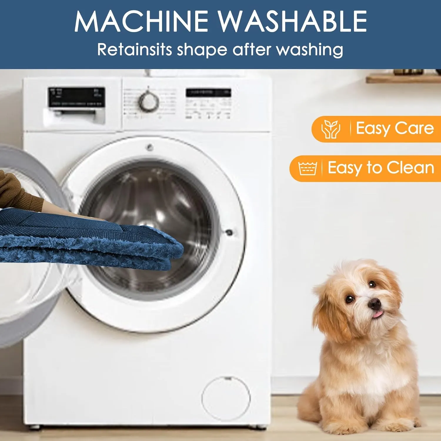 Medium Sized Dog Mattress Pad - Plush Surface, Chew Proof Design, Perfect for Crates or Home Use, 30x20 Inch, Waterproof and Machine Washable, Ideal for Medium Dogs Blue & Cats beds