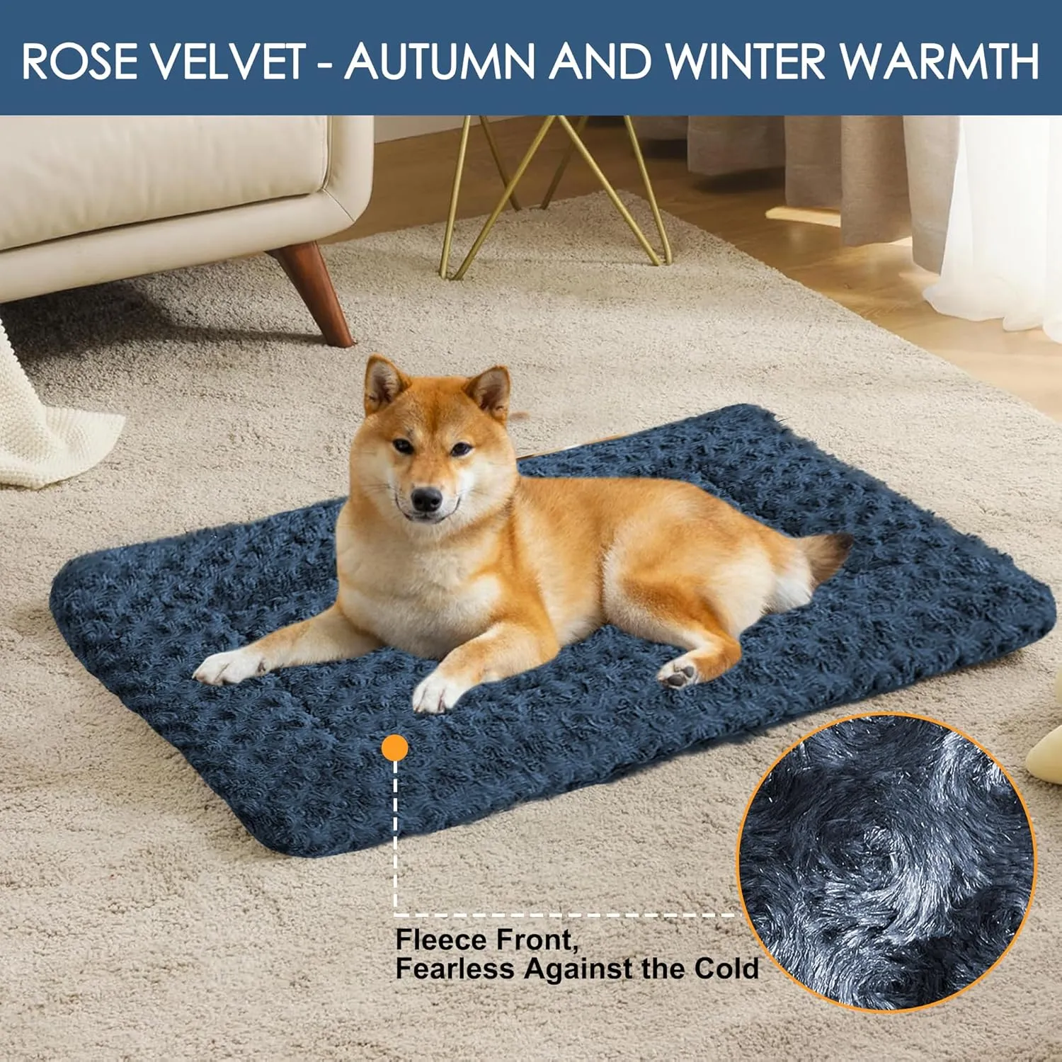 Medium Sized Dog Mattress Pad - Plush Surface, Chew Proof Design, Perfect for Crates or Home Use, 30x20 Inch, Waterproof and Machine Washable, Ideal for Medium Dogs Blue & Cats beds