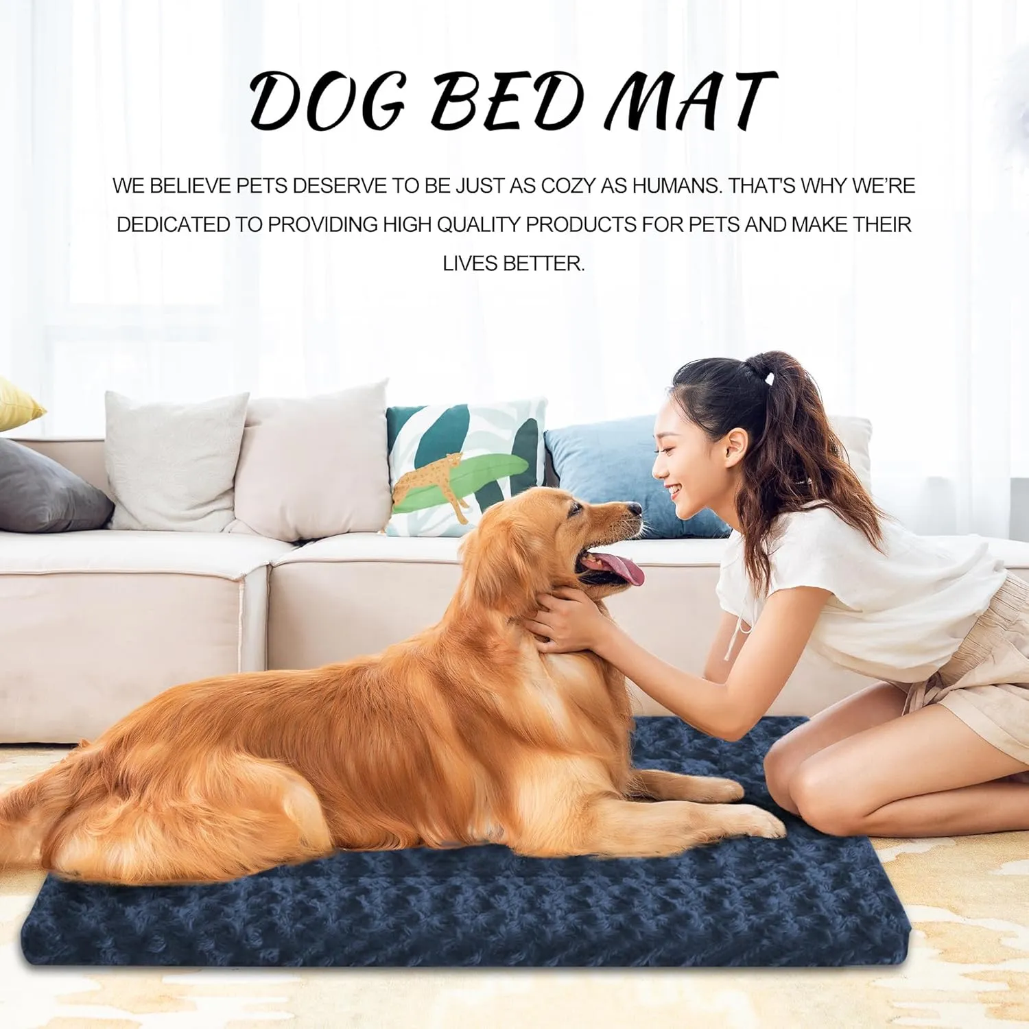 Medium Sized Dog Mattress Pad - Plush Surface, Chew Proof Design, Perfect for Crates or Home Use, 30x20 Inch, Waterproof and Machine Washable, Ideal for Medium Dogs Blue & Cats beds