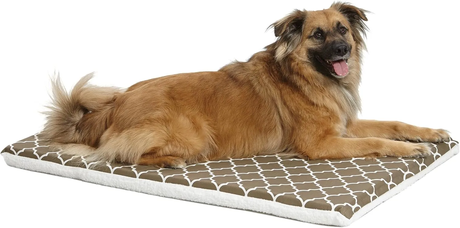 MidWest Homes for Pets Quiet Time Teflon Defender Dog Beds; Pet Beds Designed to Fit Folding Metal Dog Crates, Brown & White Geometric Pattern, 36-Inch