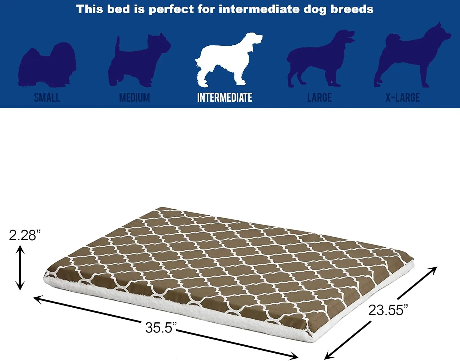 MidWest Homes for Pets Quiet Time Teflon Defender Dog Beds; Pet Beds Designed to Fit Folding Metal Dog Crates, Brown & White Geometric Pattern, 36-Inch