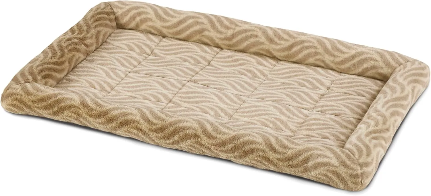 MidWest Homes for Pets QuiteTime Deluxe Wave Bolster Bed for Intermediate Dogs; Easily Machine Wash and Dry; Tan; 36"; 40236-WVTN