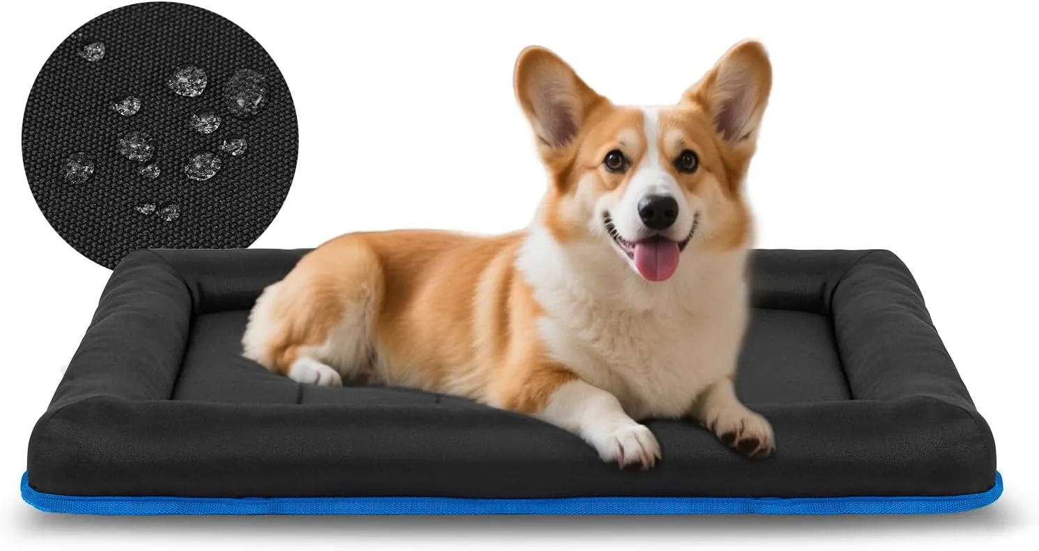 Miguel Oxford Outdoor Waterproof Dog Bed for Metal Dog Crates Water-Resistant All Weather Pet Mat Durable Easy Wipe Clean Travel Indoor Outdoor Puppy Cat Crate Bed 36inch, Black