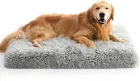MIHIKK Large Dog Bed, Orthopedic Egg Crate Foam Bed with Removable Washable Cover, Waterproof Mattress, Comfy Anti-Anxiety Pet Bed, 35x22 inch, Gray