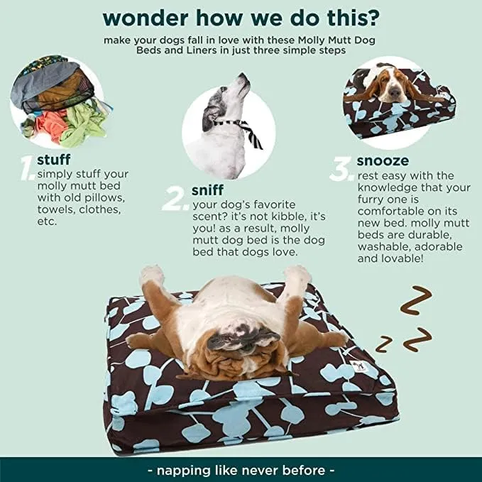 Molly Mutt Water-Resistant Dog Bed Liner, Polyester Bed Liner for Dogs, Easy to Clean, Gray, Medium/Large, 27x36x4.75