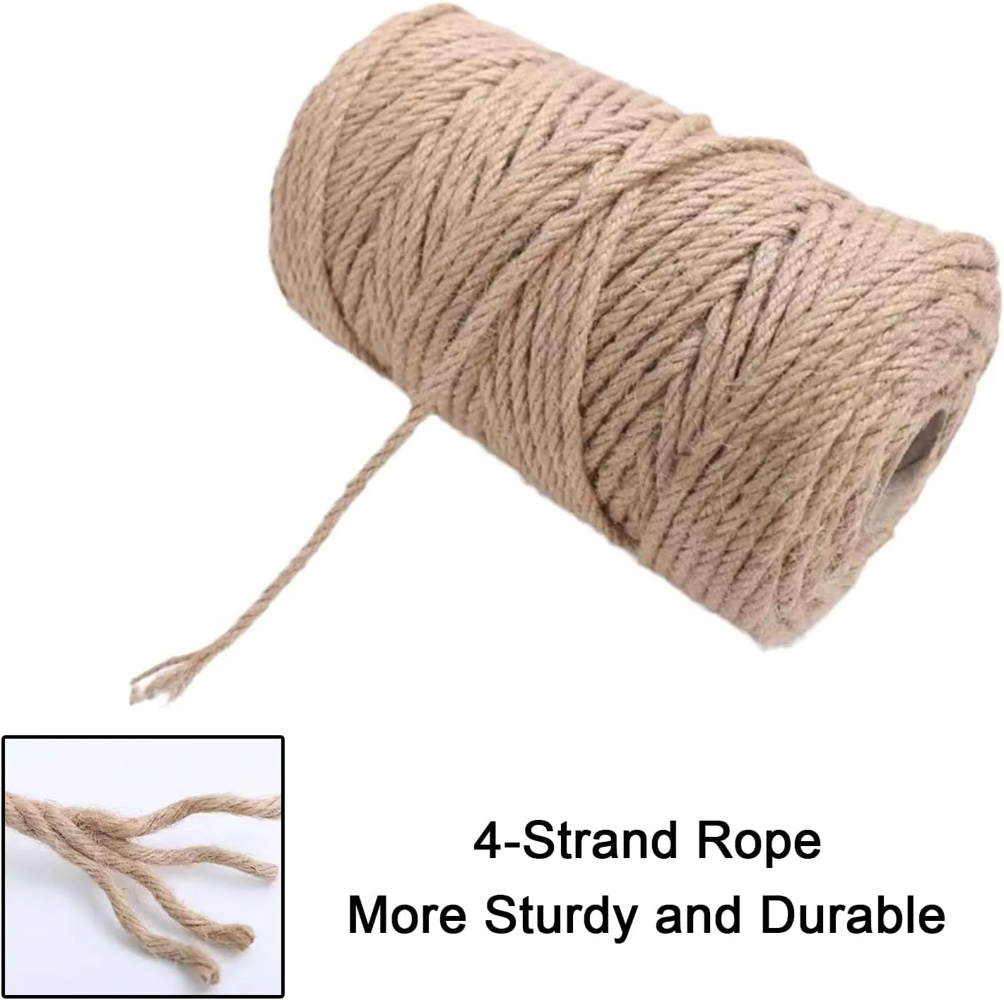 Natural Sisal Rope for Replacing and Repairing Cat Scratching Post Tree Tower, 1/4 inch (6mm) Diameter 66FT Sisal Rope for Replacement and Repairing or DIY Scratcher