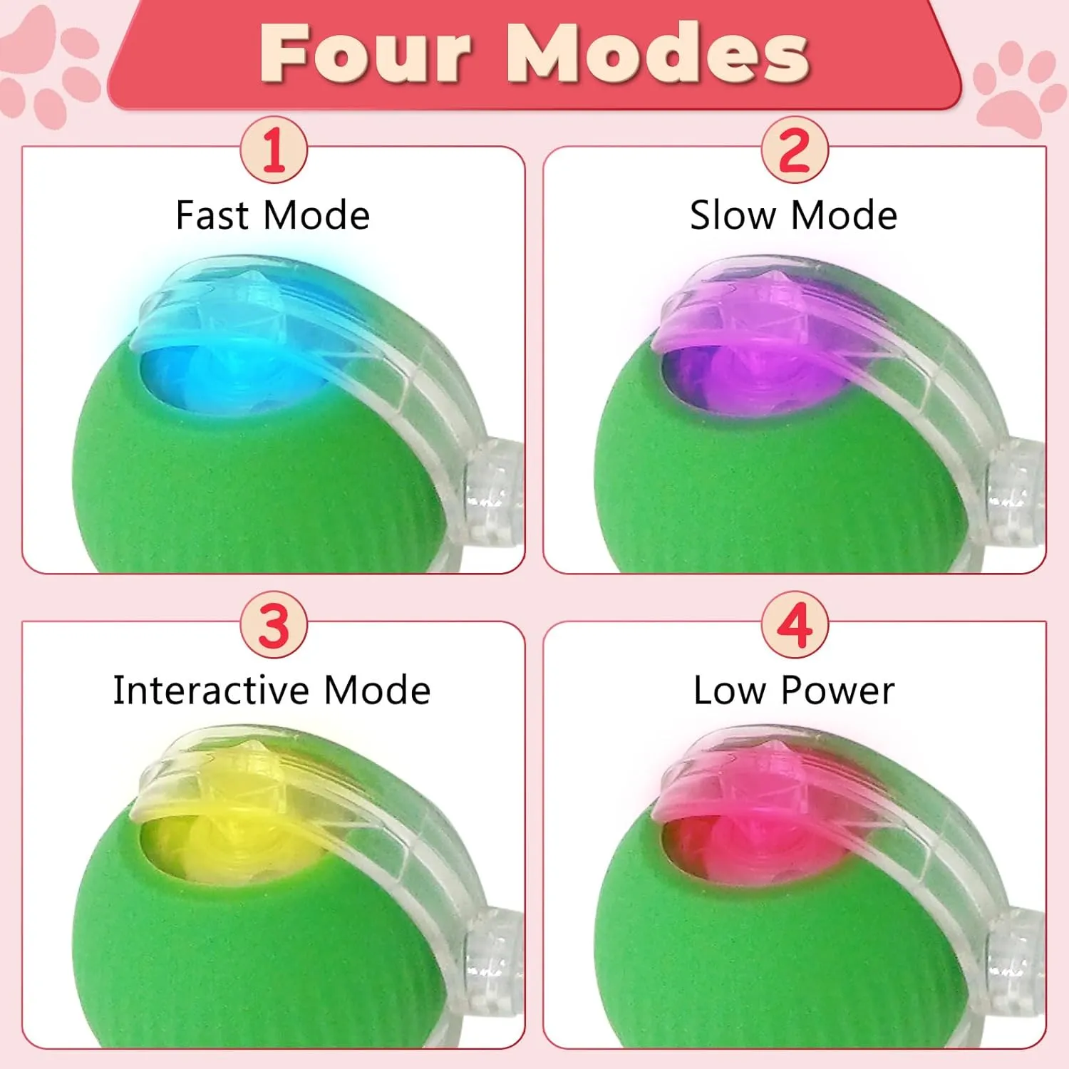 New Interactive Rolling Dog Ball, 360 Smart Pet Toy Ball, Self Rolling Ball Cat Toys for Small Medium Dogs Cats, Green 1pcs
