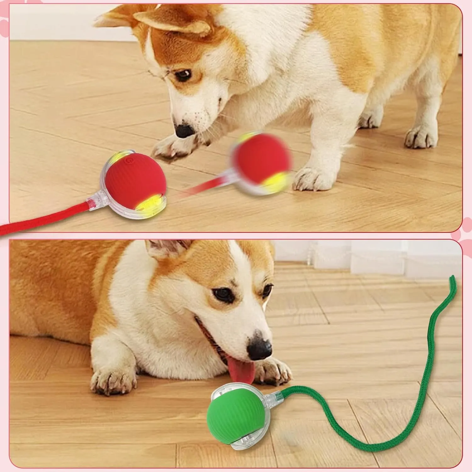 New Interactive Rolling Dog Ball, 360 Smart Pet Toy Ball, Self Rolling Ball Cat Toys for Small Medium Dogs Cats, Green 1pcs