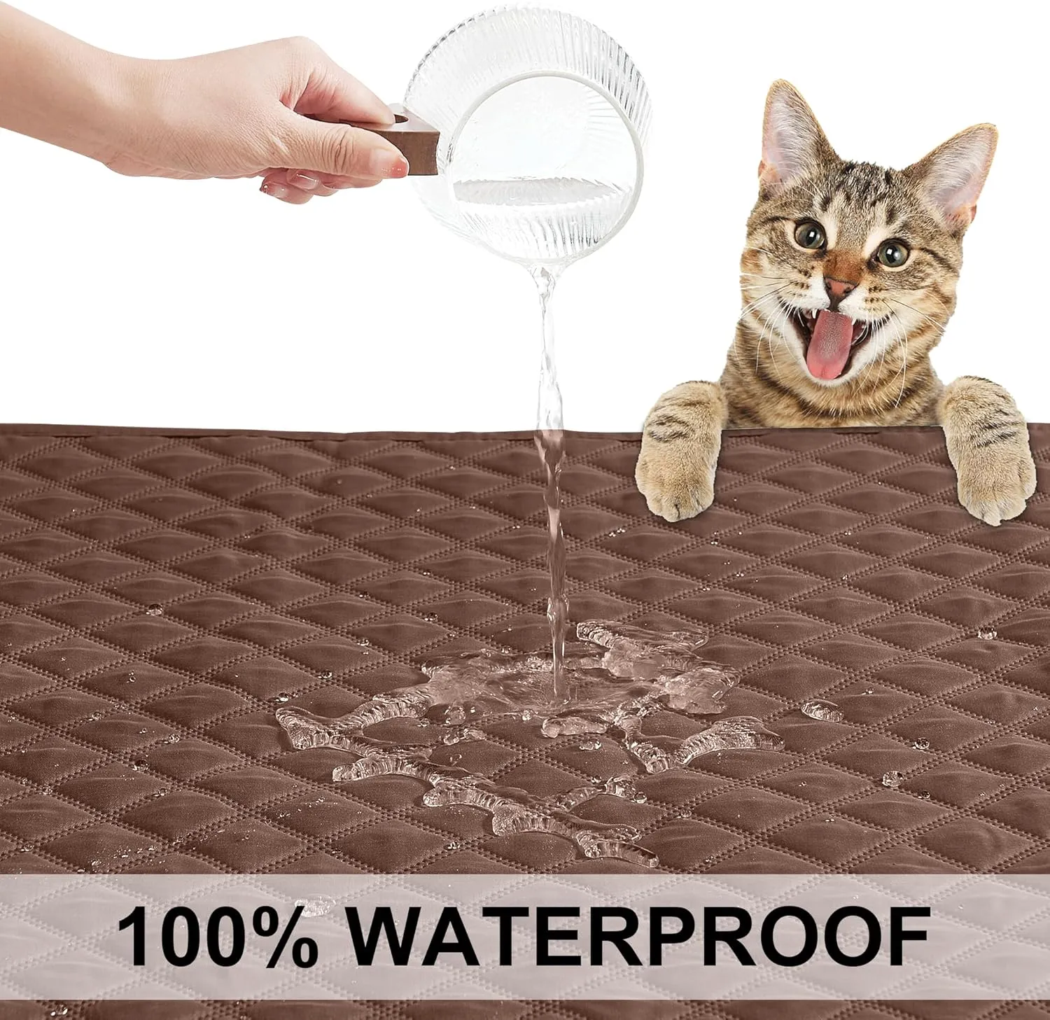 NICETOWN 100% Waterproof Dog Bed Cover Reversible Leak Proof Couch Cover Washable Sofa Furniture Protector Blanket for Pets Kids Children Dog Cat (82 x 82 Inch, Chocolate/Sand, 1 Panel)